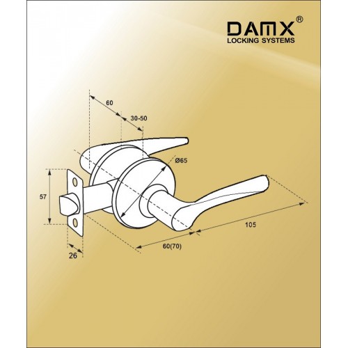 Ручка защелка DAMX Z405-R Blister Полированная латунь (PB)