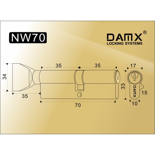 Цилиндровый механизм DAMX NW70-20K SN Матовый никель (SN)