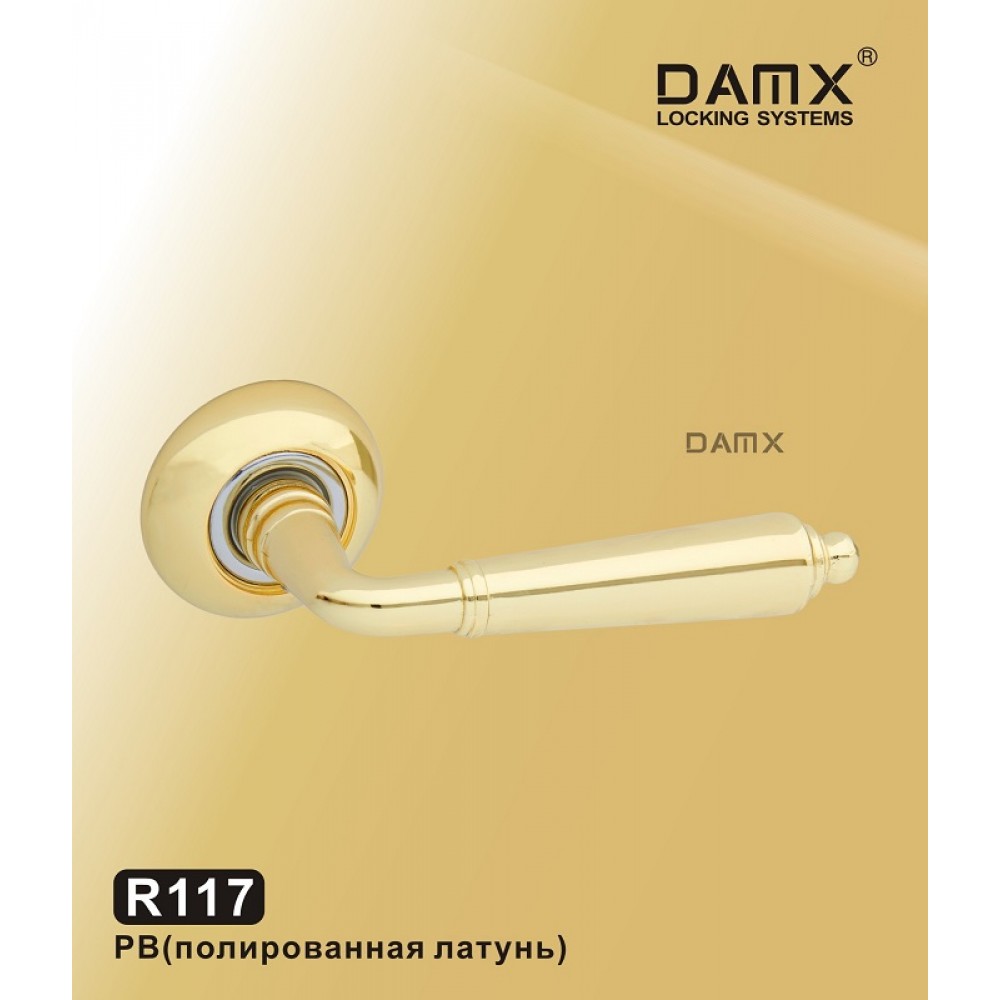 Ручка на круглой накладке R117 DAMX Цвет: PB - Полированная латунь