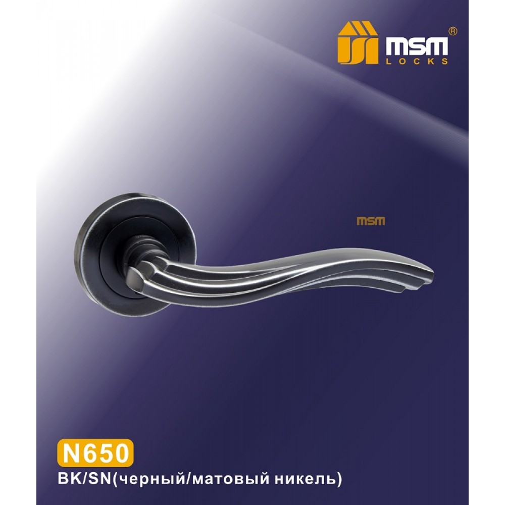 Ручки на круглой накладке N650 Цвет: BK/SN - Черный / Матовый никель