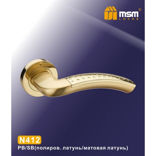 Ручки на круглой накладке N412 Цвет: PB/SB - Полированная латунь / Матовая латунь