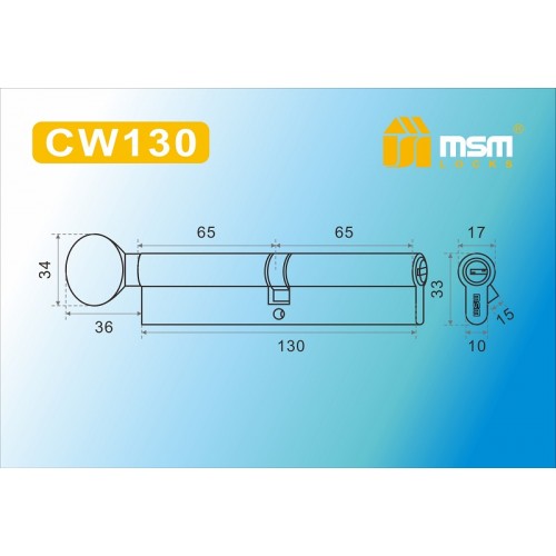 Цилиндровый механизм, Перфорированный ключ-вертушка CW130 Матовый никель (SN)