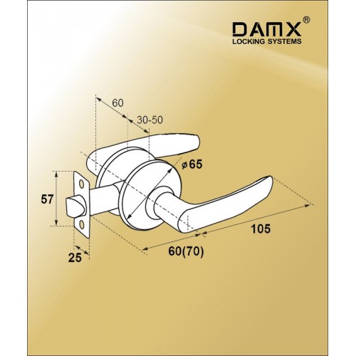 Ручка защелка DAMX Z100-R Blister Полированная латунь (PB)