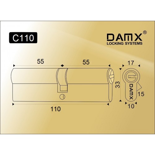 Цилиндровый механизм DAMX Перфорированный ключ-ключ C110 Полированная латунь (PB)