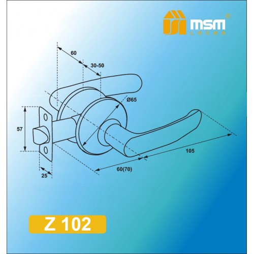 Ручка защелка (фалевая) Z102-M Матовый никель (SN)