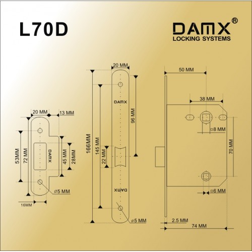 Механизм врезной сантехнический L70 DAMX Полированная латунь (PB)