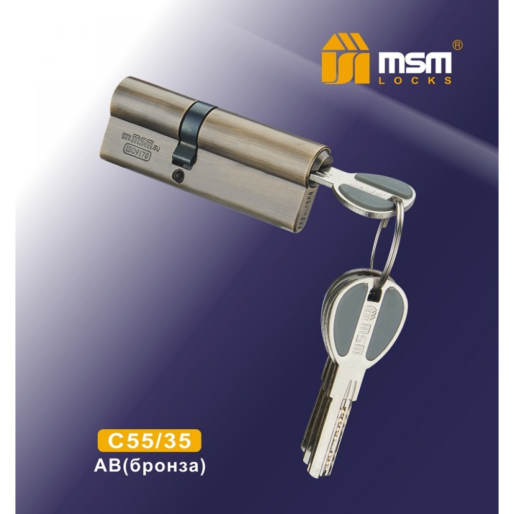 Цилиндровый механизм, латунь Перфорированный ключ-ключ C55/35 мм Цвет: AB - Бронза