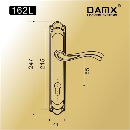 Ручка на планке DAMX 162L Полированная латунь (PB)