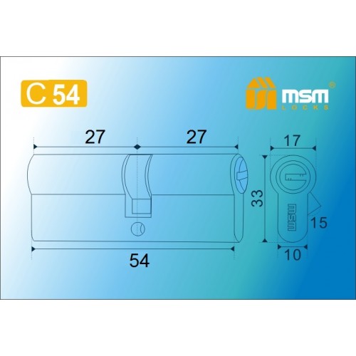 Цилиндровый механизм, латуньПростой ключ-ключ N54 мм Матовый никель (SN)