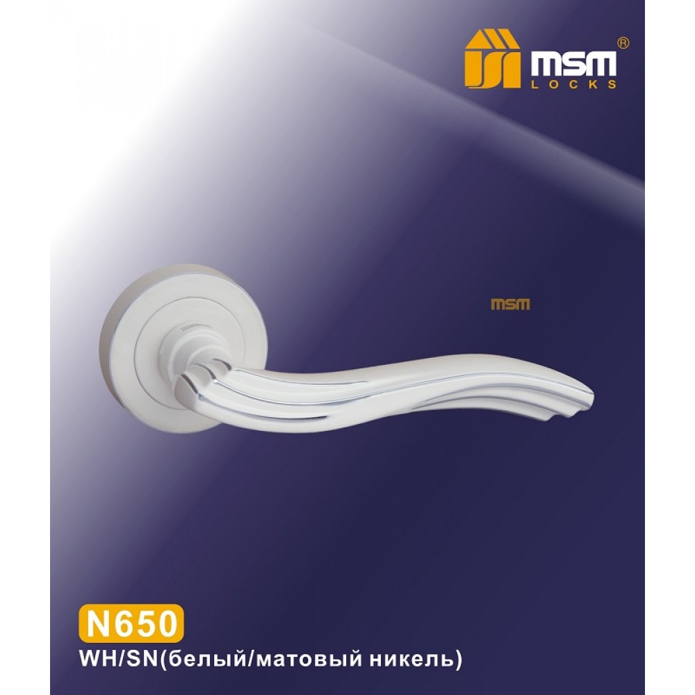 Ручки на круглой накладке N650 Цвет: WH/SN - Белый / Матовый никель