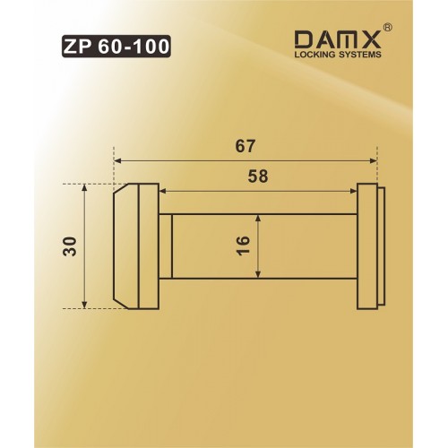 Глазок дверной DAMX ZP 60-100 Полированная латунь (PB)