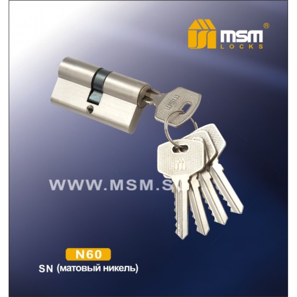 Цилиндровый механизм, латунь Простой ключ-ключ N60 мм Цвет: SN - Матовый никель