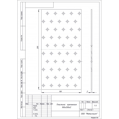 ПЛАСТИНА КРЕПЁЖНАЯ 100*200 (30 шт.) Гоц