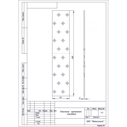 ПЛАСТИНА КРЕПЁЖНАЯ  40*200 (70 шт.) Гоц