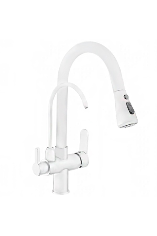Смеситель для кухни MATRIX SMF-363637/WT белый крап (2 in 1) для подключения фильтра питьевой воды