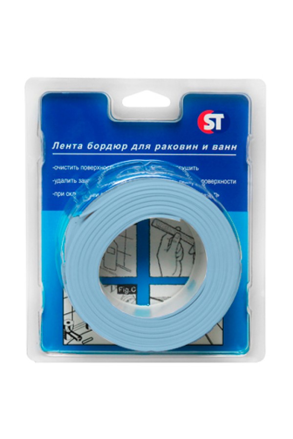 Лента бордюрная для раковин и ванн самоклеящаяся ST SM-TS30330PVC/BL 60 мм (30х30) голубая