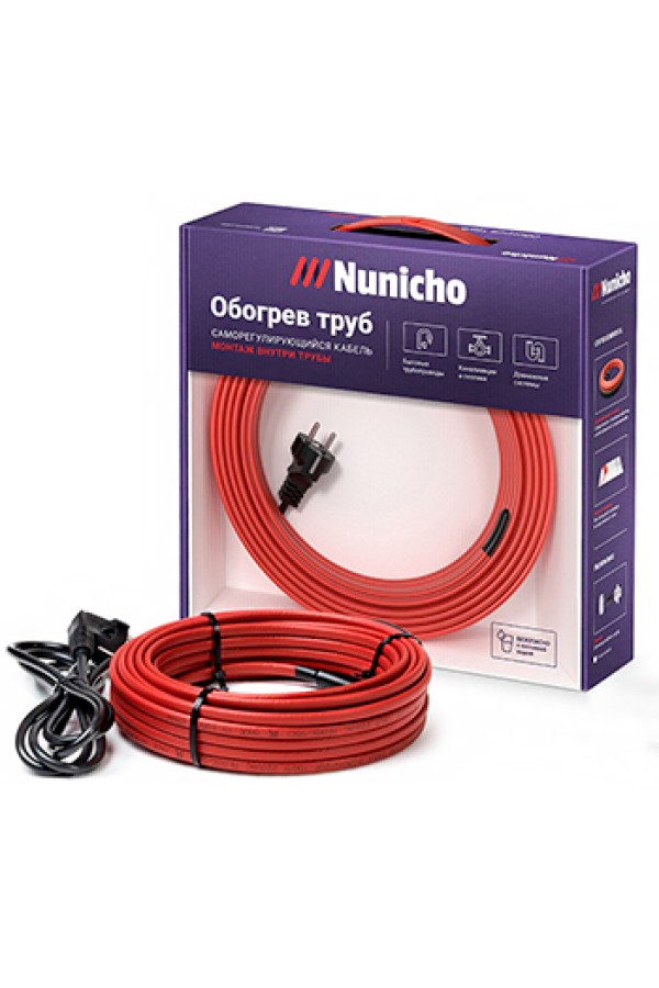 Греющий кабель NUNICHO IN PIPE S 10-4 в трубу (в комплекте с сальником) 4 метра