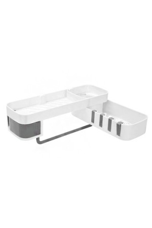 Полка для ванной комнаты с крючками и поручнем ST SM-SL003/BK (белый/черный)