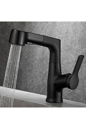 Смеситель для раковины MATRIX SMF-323970/BK чёрный с выдвижной лейкой и поднимающимся носиком