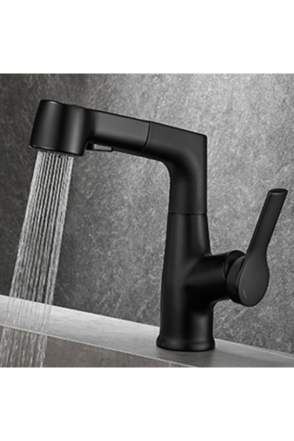 Смеситель для раковины MATRIX SMF-323970/BK чёрный с выдвижной лейкой и поднимающимся носиком