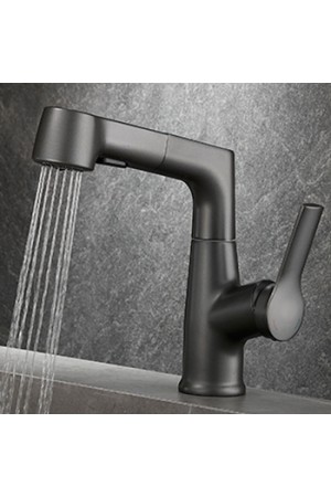 Смеситель для раковины MATRIX SMF-323970/GY цвет 'титан' с выдвижной лейкой и поднимающимся носиком