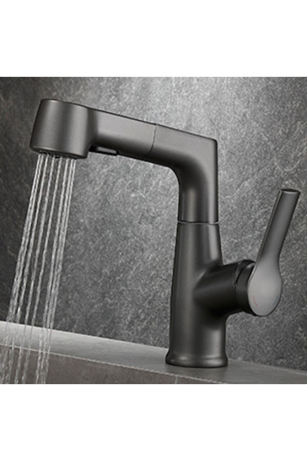 Смеситель для раковины MATRIX SMF-323970/GY цвет 'титан'с выдвижной лейкой и поднимающимся носиком