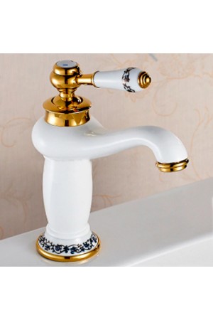 Смеситель для раковины MATRIX SMF-323270/WT ретро золото/белый