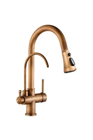 Смеситель для кухни MATRIX SMF-363647/BZ ретро бронза (2 in 1) для подключения фильтра питьевой воды