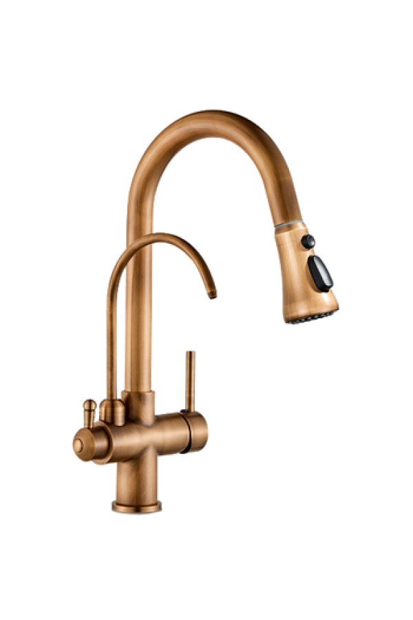 Смеситель для кухни MATRIX SMF-363647/BZ ретро бронза (2 in 1) для подключения фильтра питьевой воды