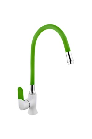 Смеситель для кухни MATRIX SMF-323317/WT-GN (излив зелёный гибкий силиконовый) накладка на ручку 5 цветов