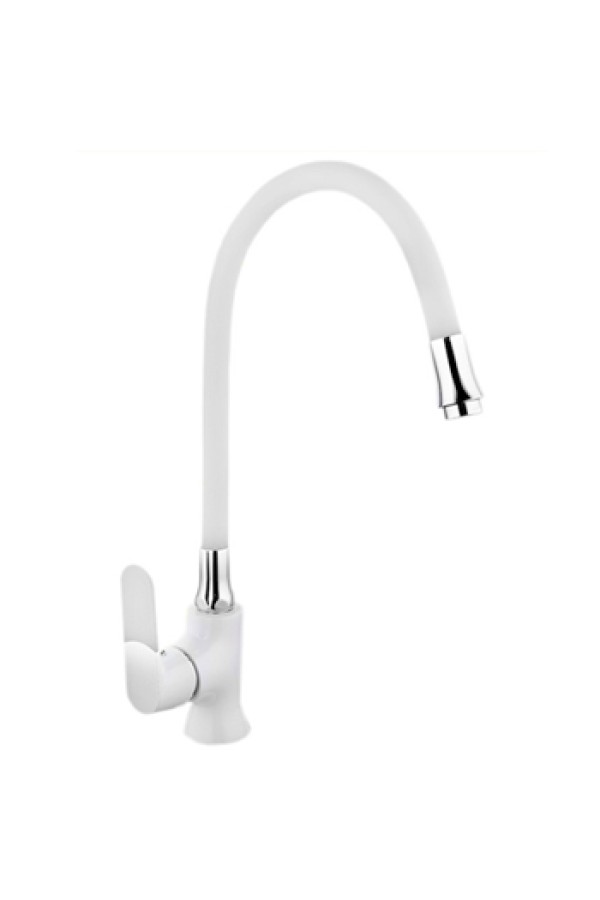 Смеситель для кухни MATRIX SMF-323317/WT-WT (излив белый гибкий силиконовый) накладка на ручку 5 цветов