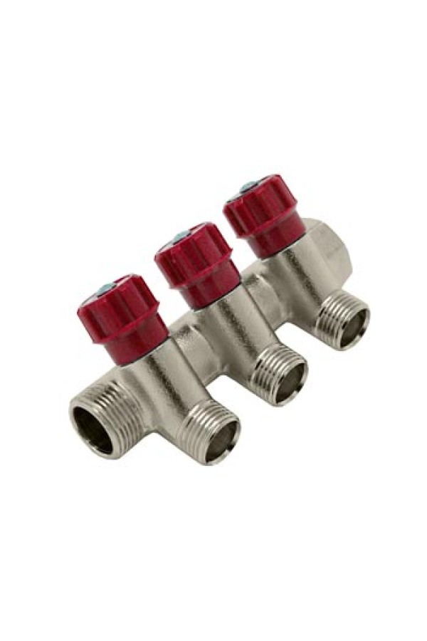 Коллекторная группа с краном ST SM8043R 3/4 дюйма х 3 выхода на 1/2 дюйма M