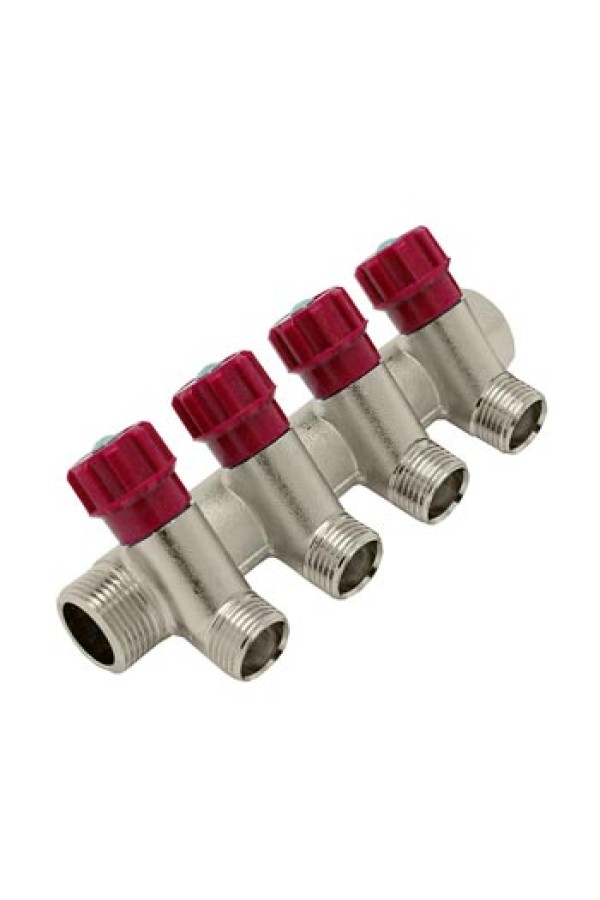 Коллекторная группа с краном ST SM8044R 3/4 дюйма х 4 выхода на 1/2 дюйма M