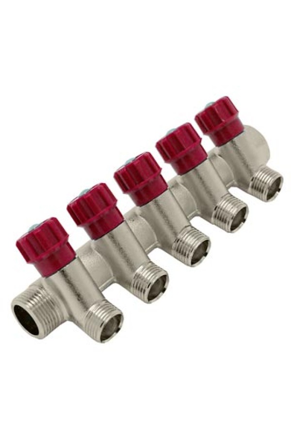 Коллекторная группа с краном ST SM8045R 3/4 дюйма х 5 выходов на 1/2 дюйма M