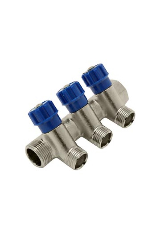 Коллекторная группа с краном ST SM8043B 3/4 дюйма х 3 выхода на 1/2 дюйма M