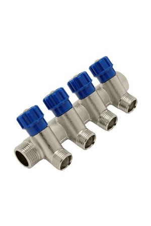 Коллекторная группа с краном ST SM8044B 3/4 дюйма х 4 выхода на 1/2 дюйма M