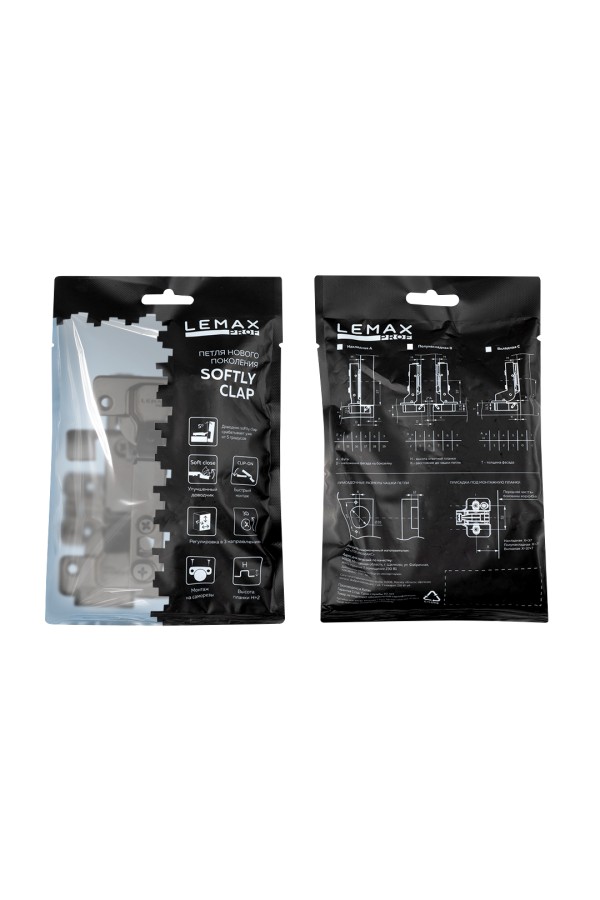 Петля полунакладная softly clap с эксцентриком, комп. из 2 шт., черный никель