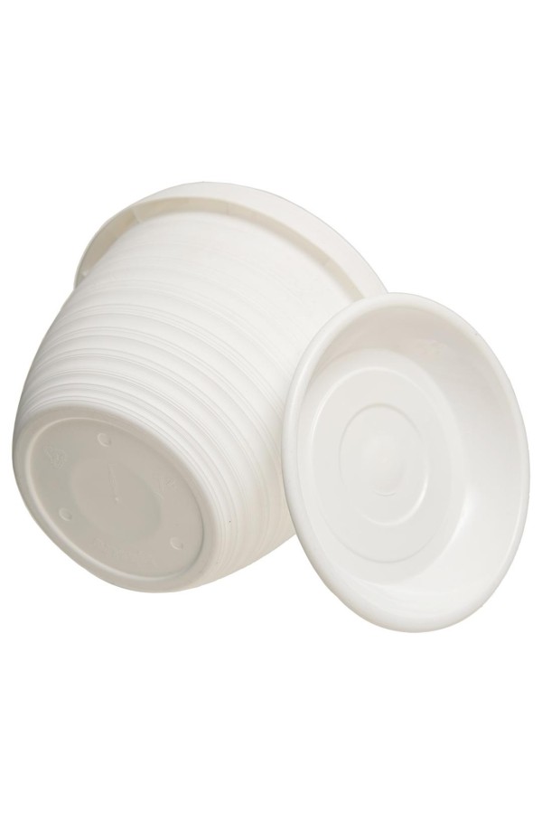 Пластиковый горшок "Толедо", D 17, белый с поддоном