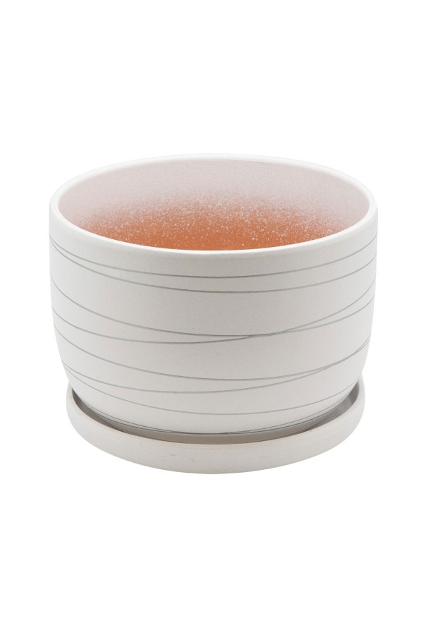 Керамический горшок с подставкой, 2,43л., Д190 Ш190 В130, белый