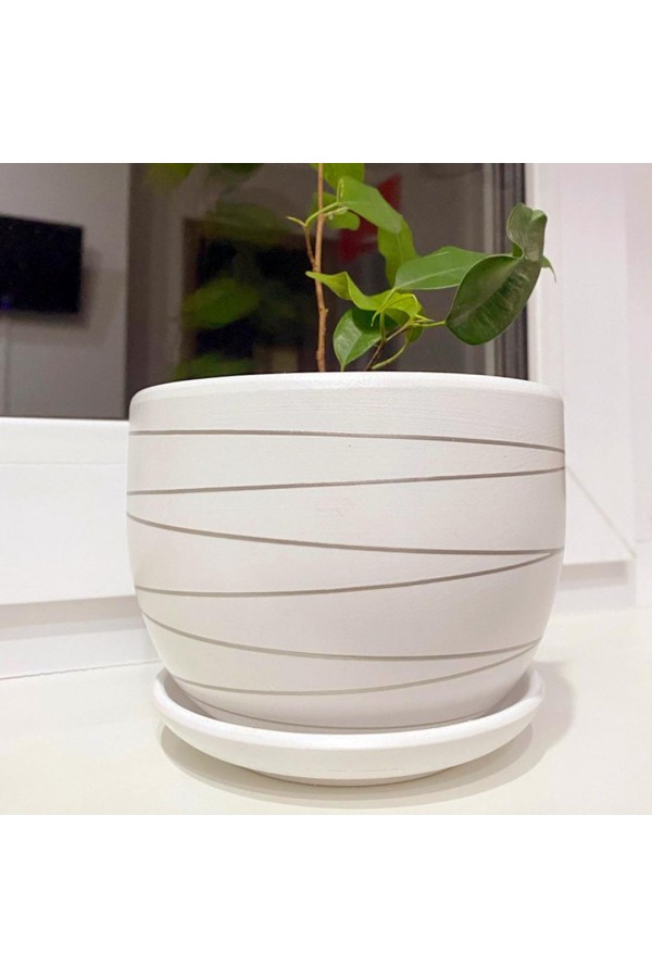 Керамический горшок с подставкой, 2,43л., Д190 Ш190 В130, белый