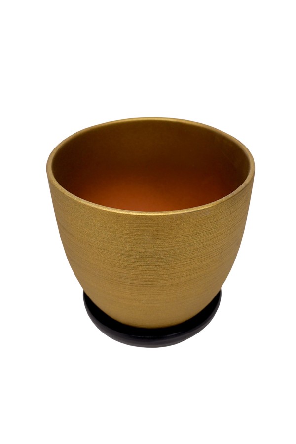Керамический горшок с подставкой, 2,4л., Д175 Ш175 В160, бронзовый (матовый)