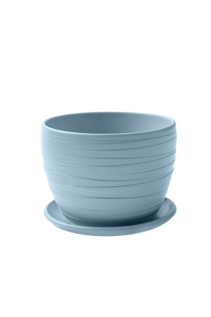 Керамический горшок Рельеф с подставкой, 5 л., Д115 Ш115 В105, нежно-голубой