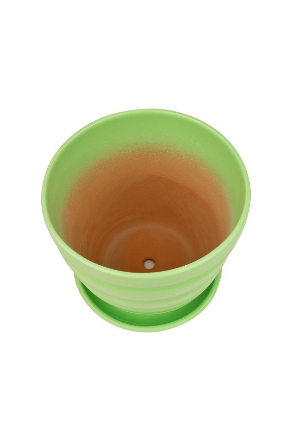 Керамический горшок с подставкой, 1,4л., Д145 Ш145 В130, зеленый