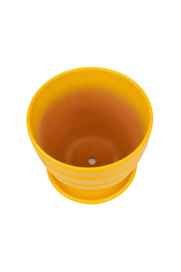 Керамический горшок с подставкой, 1,4л., Д145 Ш145 В130, желтый