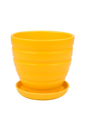 Керамический горшок с подставкой, 2, 4л., Д175 Ш175 В160, желтый