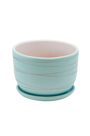 Керамический горшок с подставкой, 1, 05л., Д145 Ш145 В106, голубой