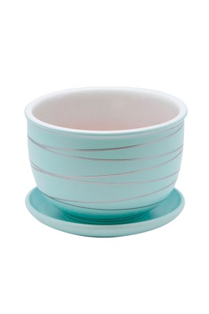 Керамический горшок с подставкой, 5л., Д130 Ш130 В90, голубой