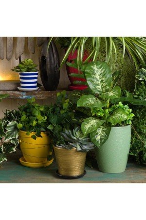 Керамический горшок с подставкой, 2, 4л., Д175 Ш175 В160, желтый