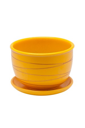 Керамический горшок с подставкой, 5л., Д130 Ш130 В90, желтый