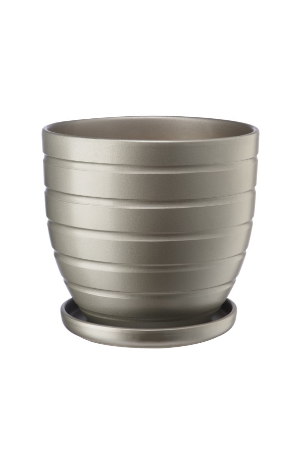 Керамический горшок с подставкой, 4,7л., Д210 Ш210 В200, антрацитовый